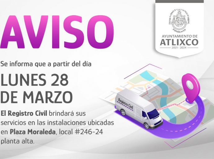 Para un mejor servicio, registro civil de Atlixco se traslada a plaza moraleda